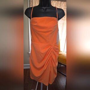 BCBGeneration, Orange adjustable tie straps dress, sz s